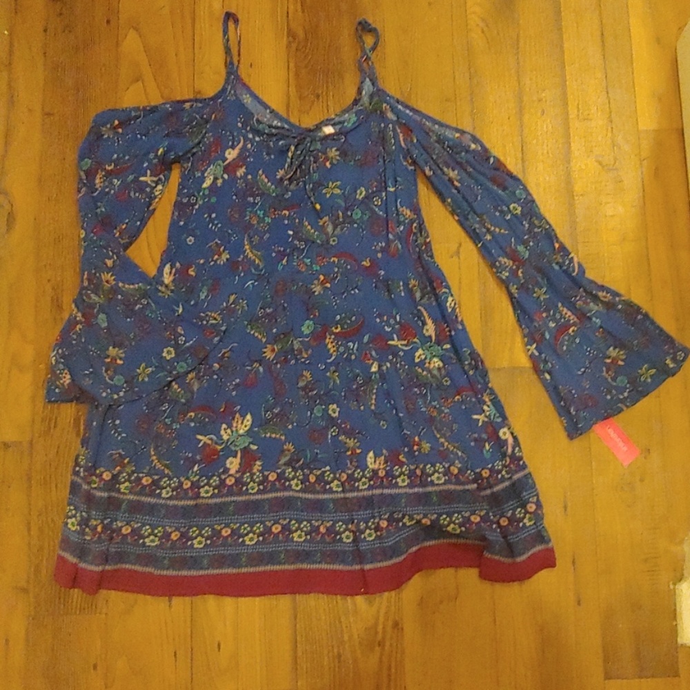 xhilaration boho cold shoulder mini dress nwt M